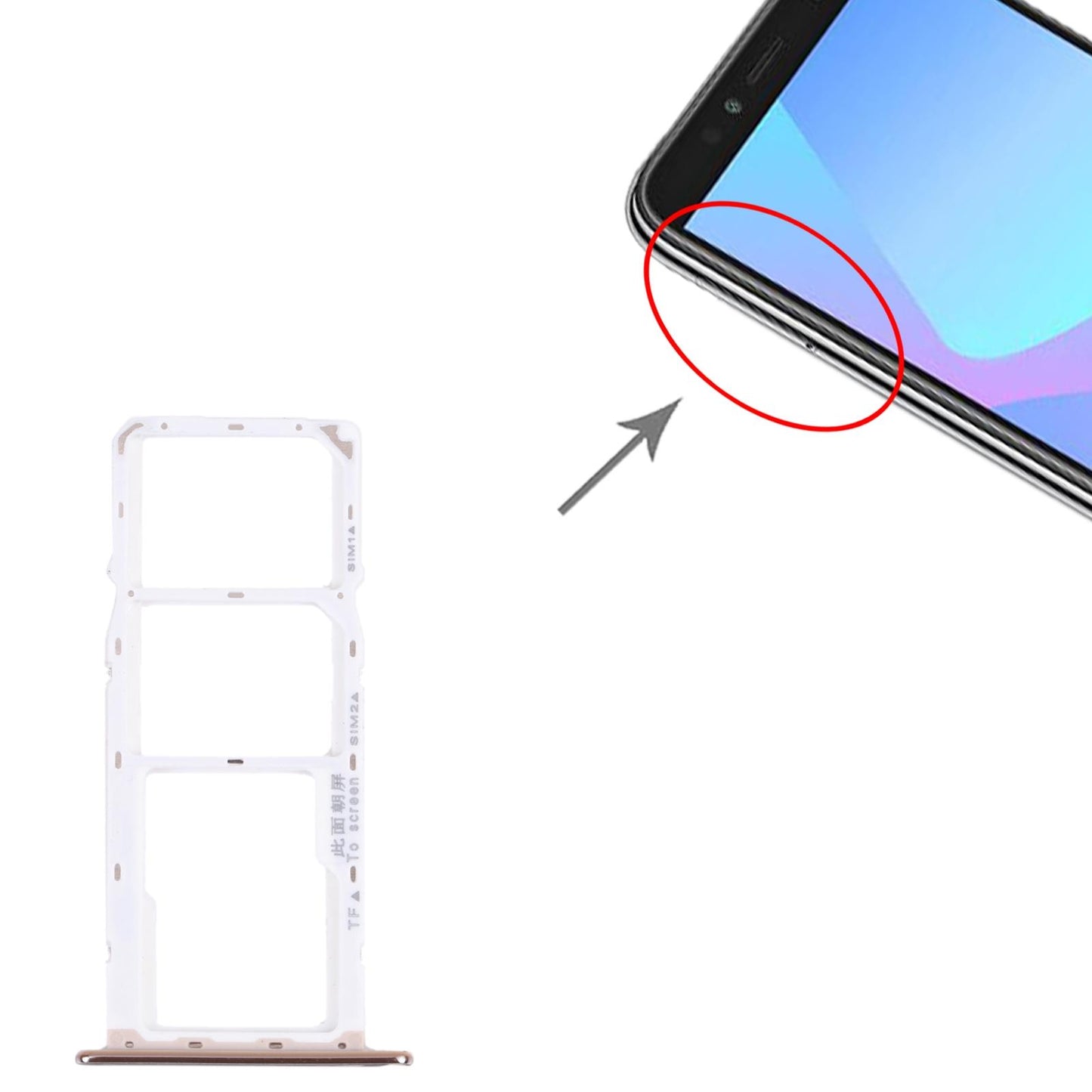 SIM- en microSD-kaarthouder voor Huawei Y6 Prime (2018) (Zilver)