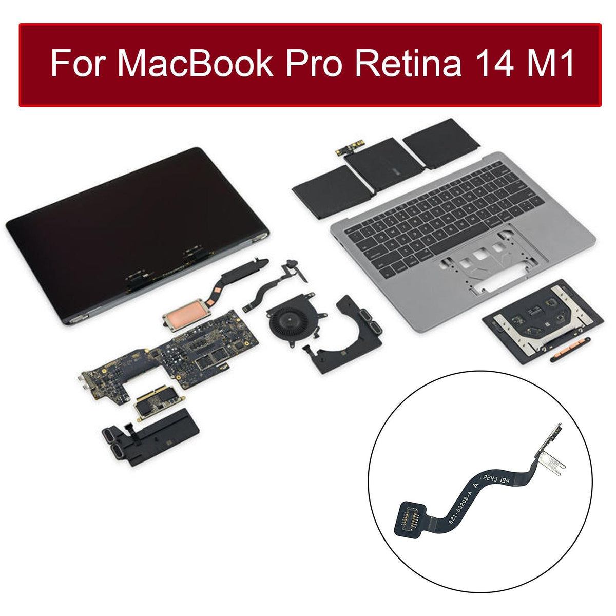 Hoeksensor-slaapkabel (821-03208-A) voor MacBook Pro 14 inch M1 A2442 (2021, EMC 3650)