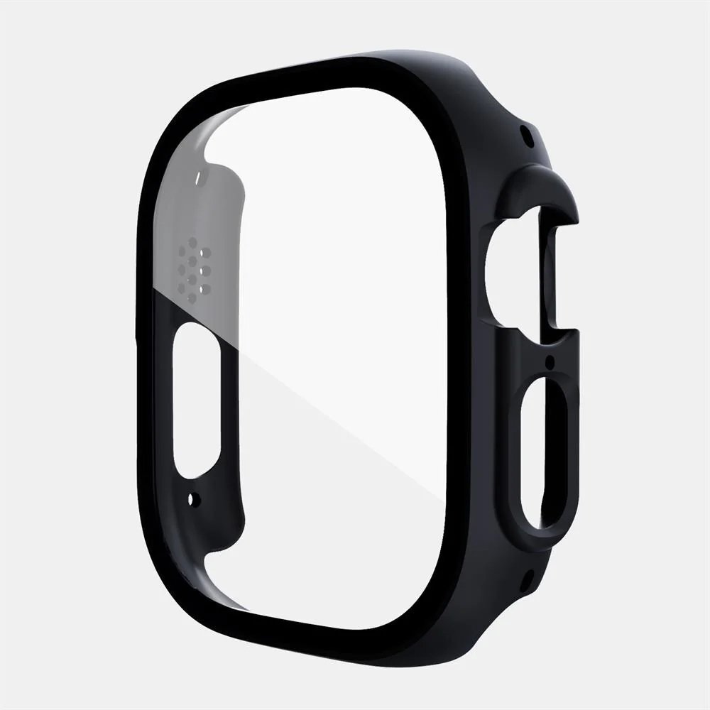 Apple Watch Series 7/8/9 - 45mm screenprotector en cover voor de behuizing - zwart