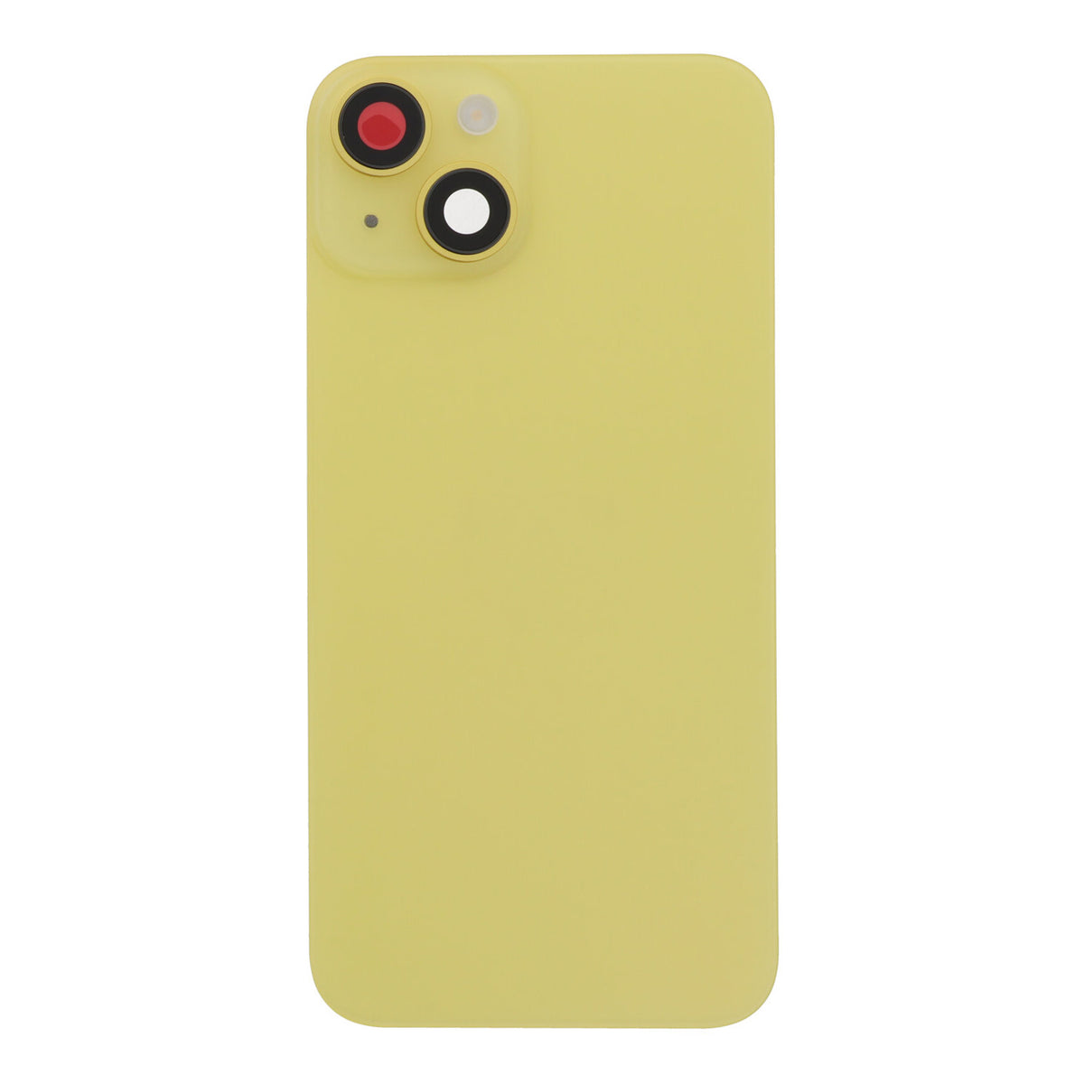 Back cover - achterkant iPhone 14 met cameralenzen en MagSafe magneetring geel