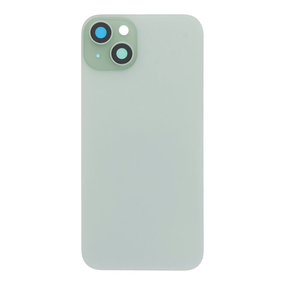Back cover - achterkant iPhone 15 Plus met cameralenzen en MagSafe magneetring groen