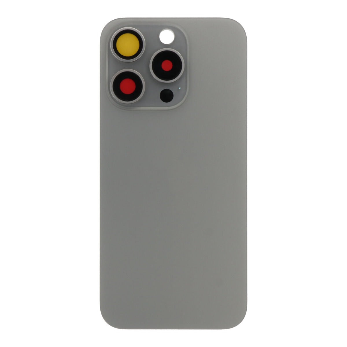 Back cover - achterkant iPhone 15 Pro met cameralenzen en MagSafe magneetring grijs