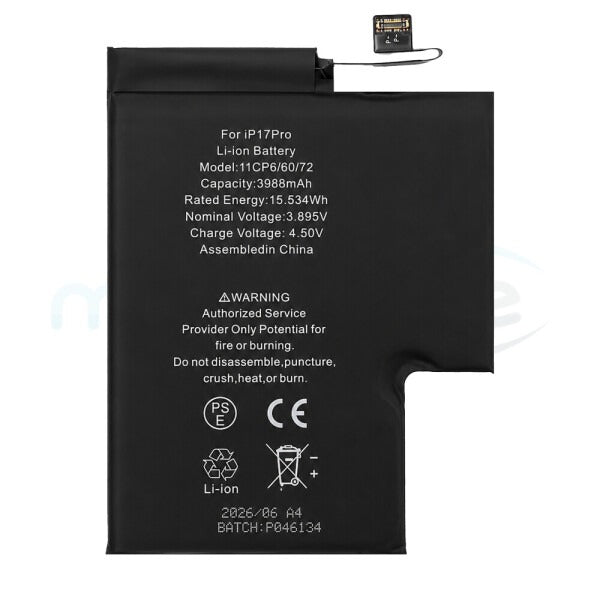 Batterij geschikt voor iPhone 17 Pro 3988mAh Li-Ion (OEM)