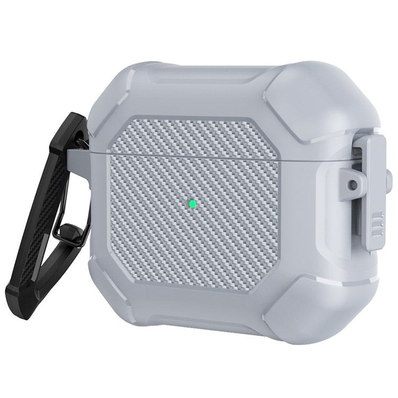 Carbon hoesje met haak voor Apple Airpods 3 grijs