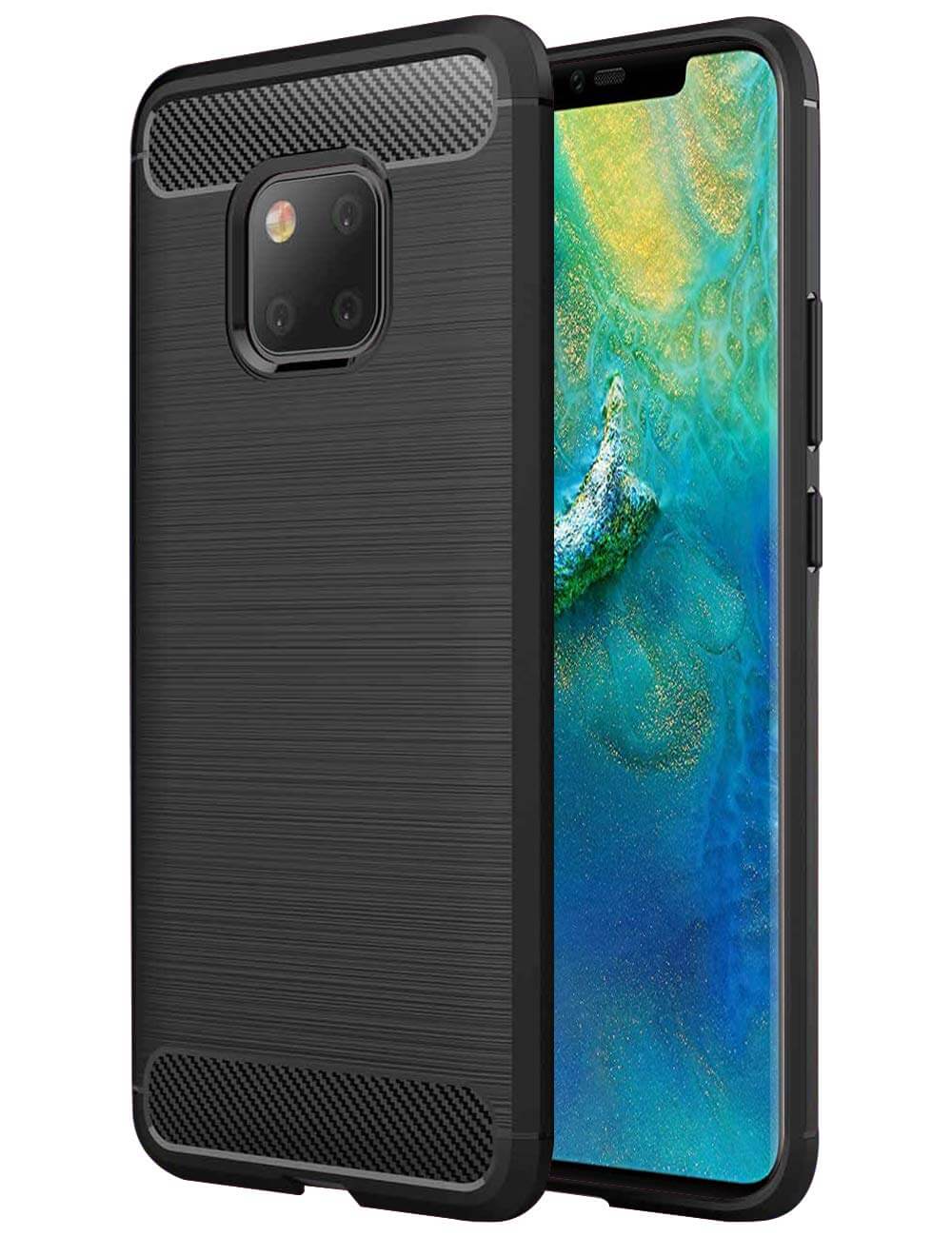 Carbon TPU hoesje Huawei Mate 20 Pro zwart