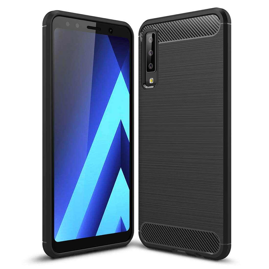 Carbon TPU hoesje Samsung Galaxy A7 2018 zwart