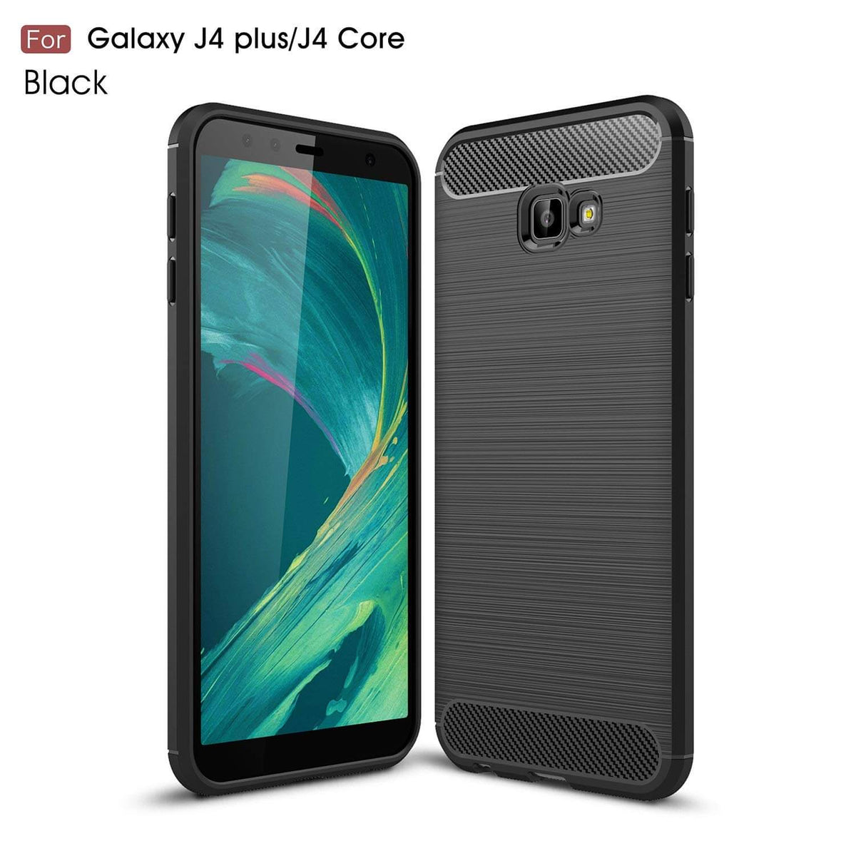Carbon TPU hoesje Samsung Galaxy J4+ zwart