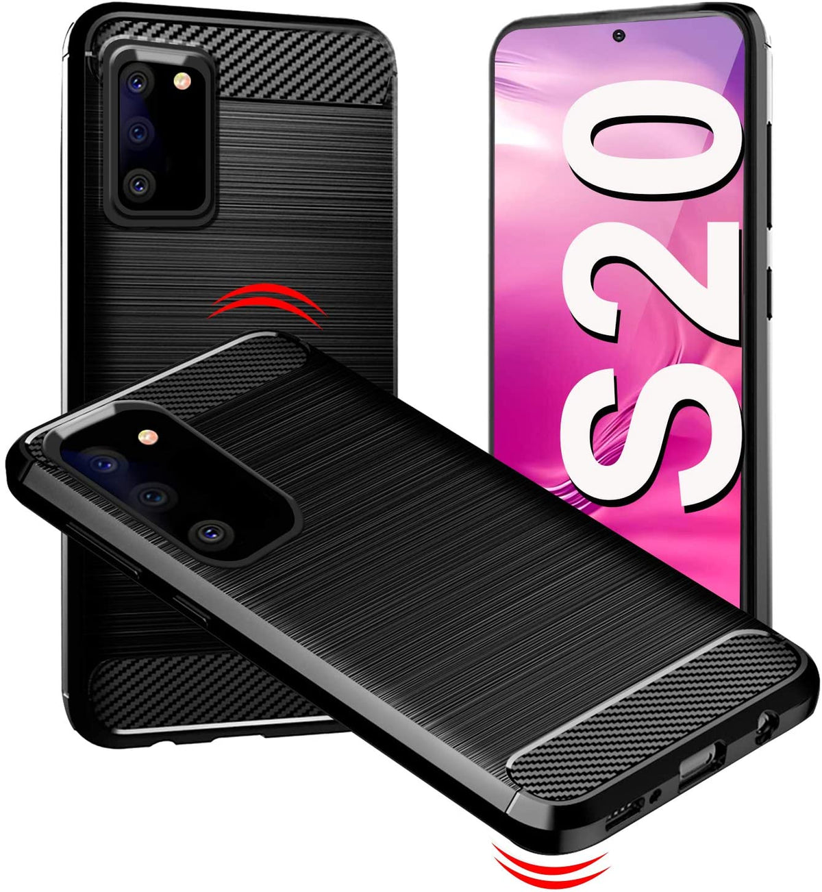 Carbon TPU hoesje Samsung Galaxy S20 zwart