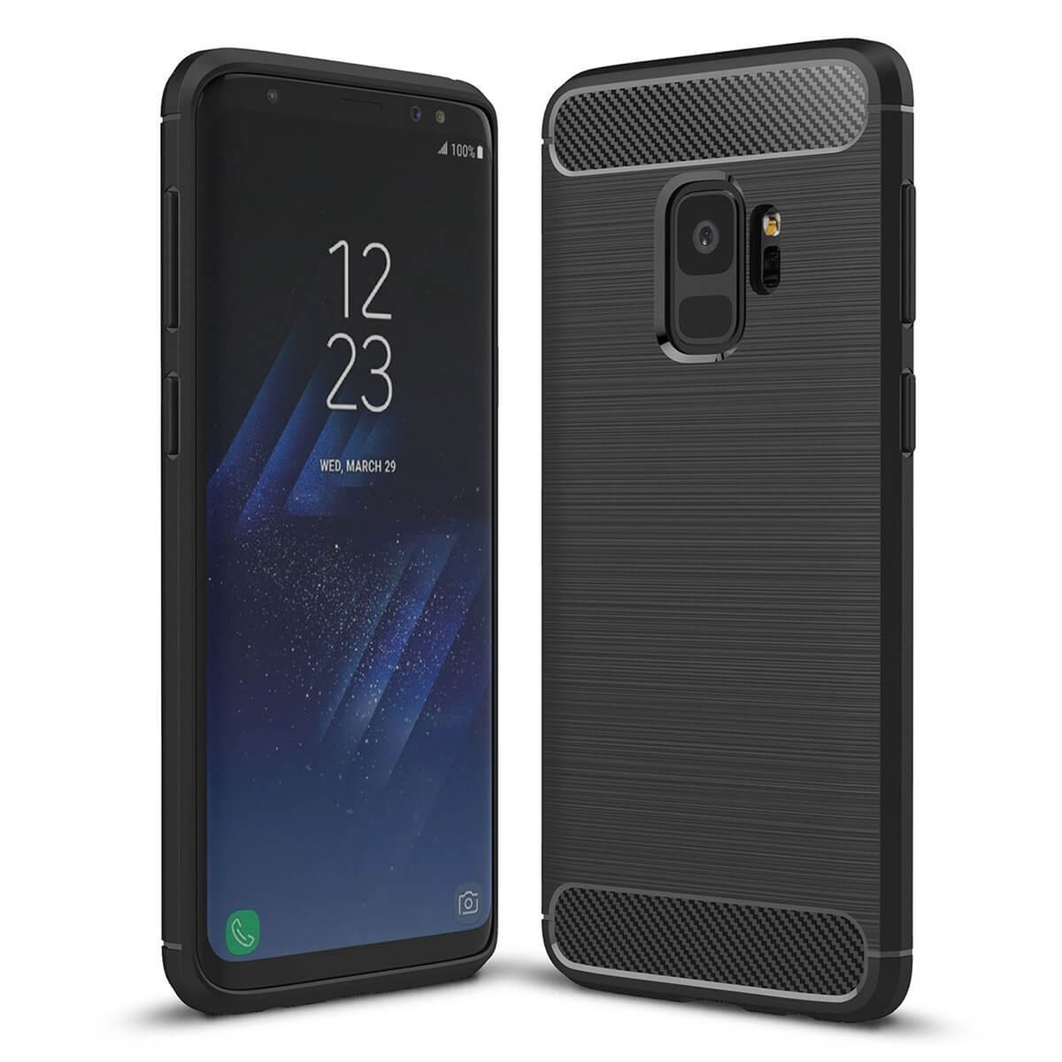 Carbon TPU hoesje Samsung Galaxy S9 zwart