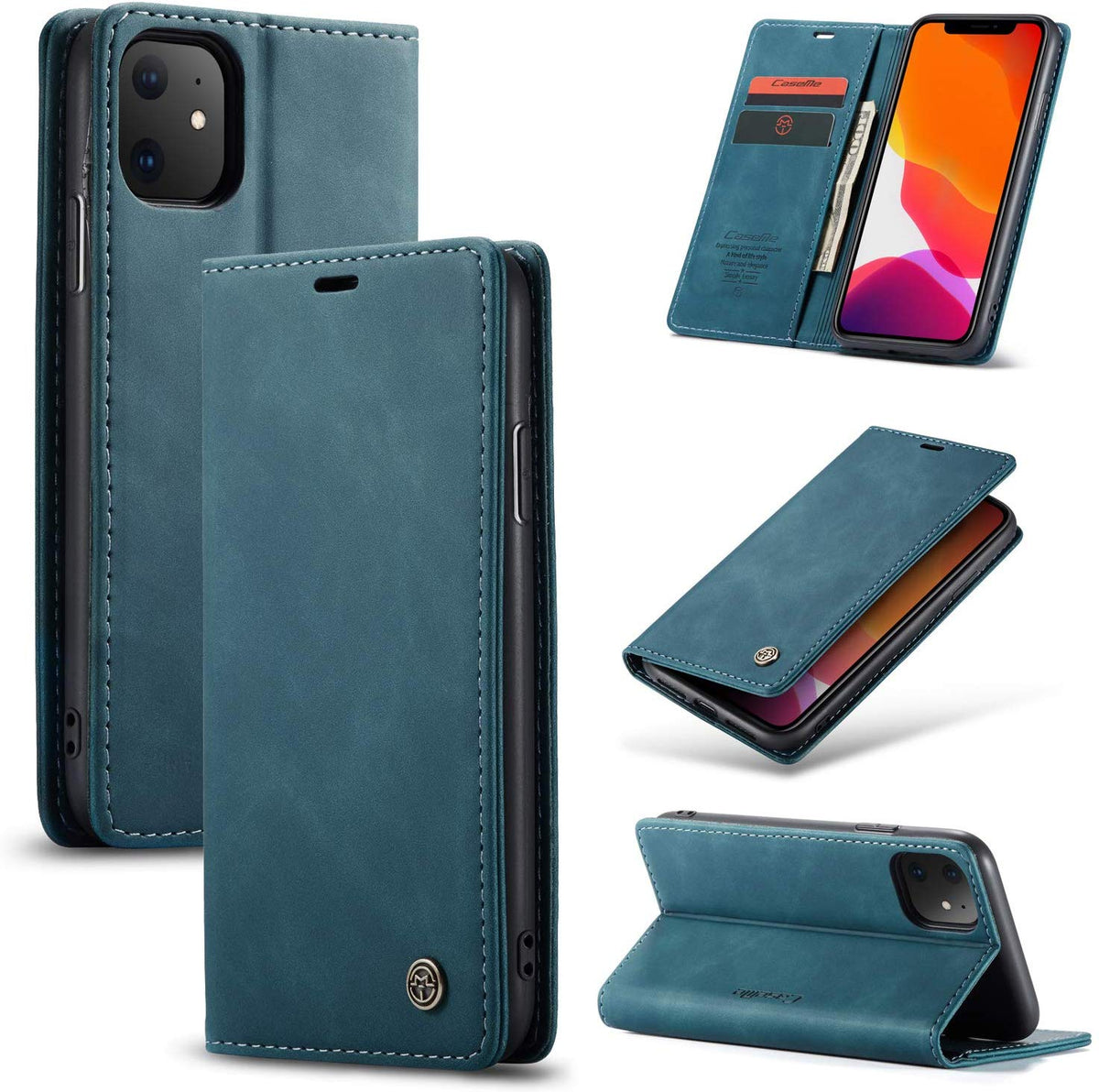 CaseMe book case leer - Apple iPhone 11 - blauw
