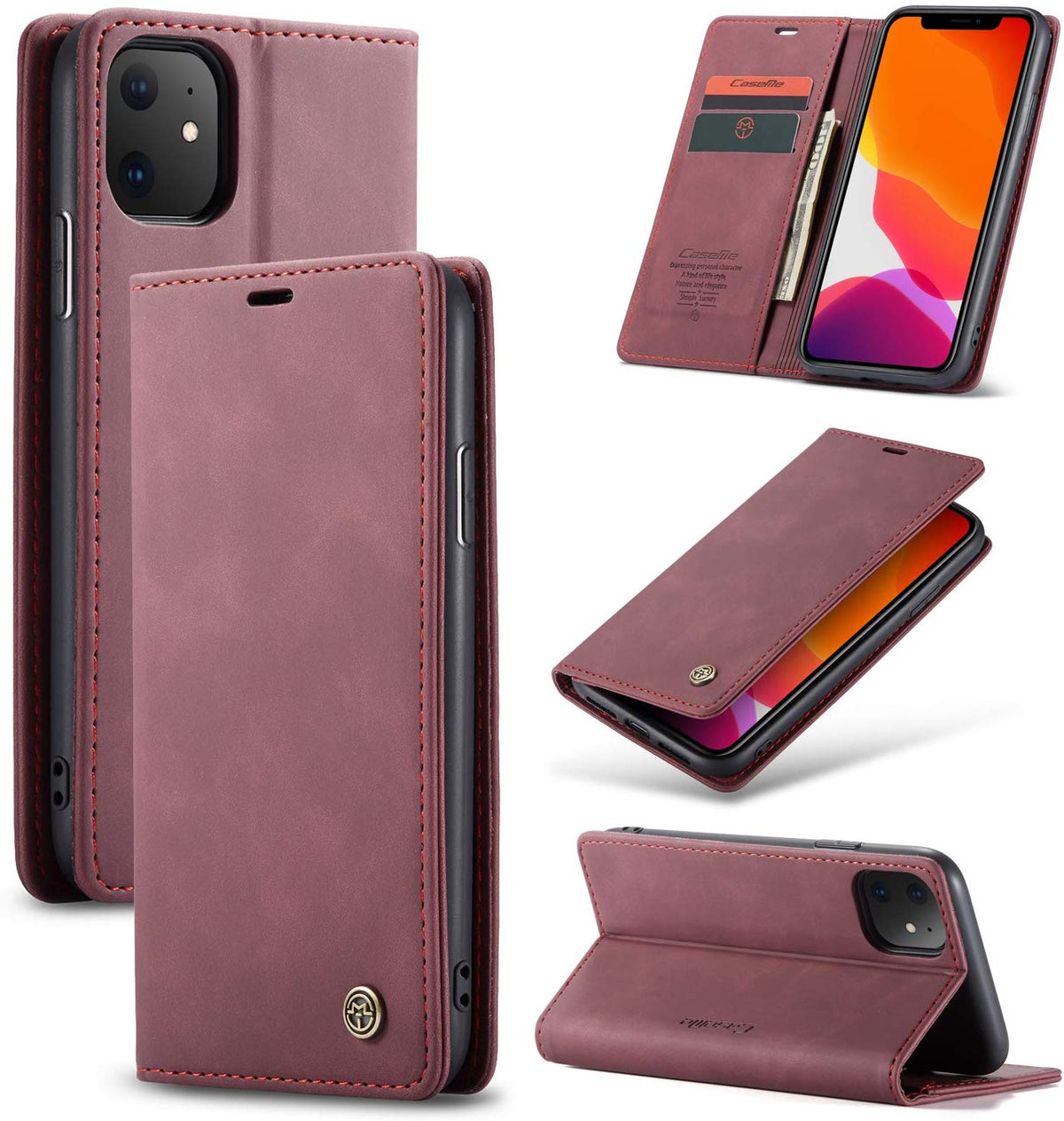 CaseMe book case leer - Apple iPhone 11 Pro Max - rood