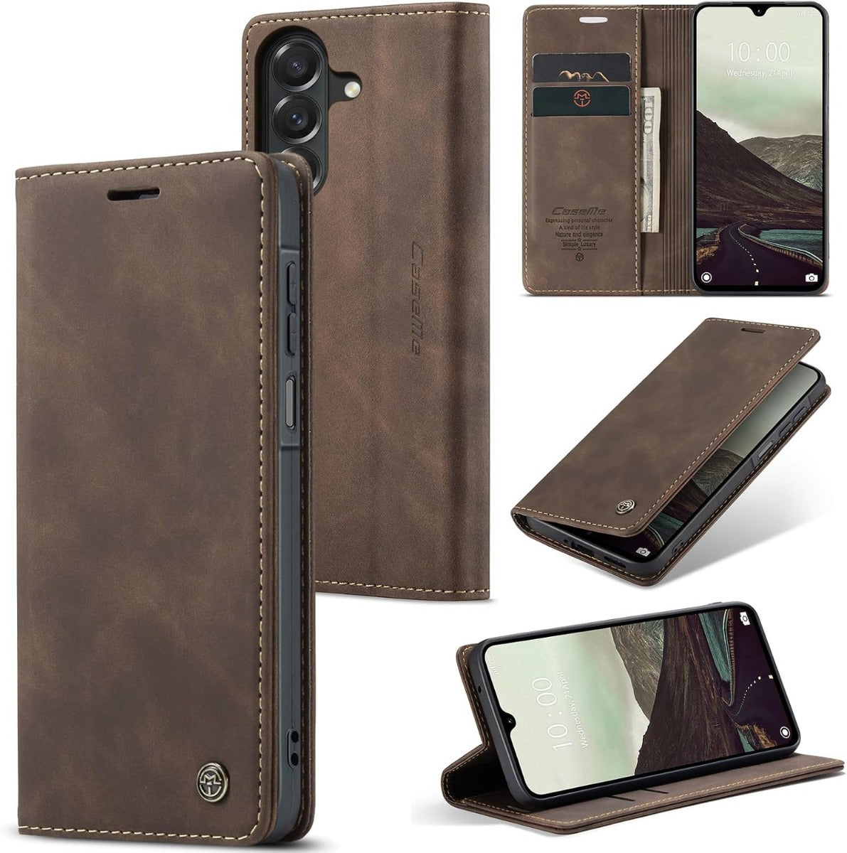 CaseMe book case leer - Samsung Galaxy A27 - bruin