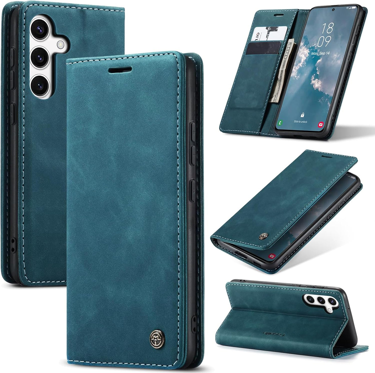 CaseMe book case leer - Samsung Galaxy S25 FE - blauw