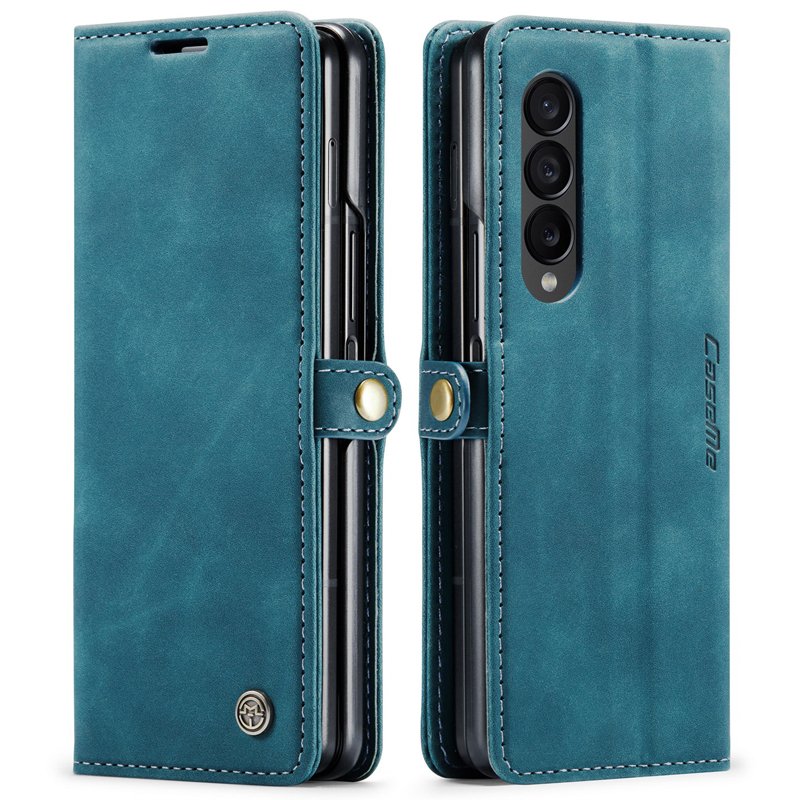 CaseMe book case leer - Samsung Galaxy Z Fold 4 - blauw