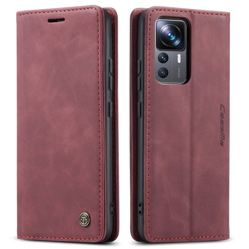CaseMe book case leer - Xiaomi 12T/12T Pro - rood