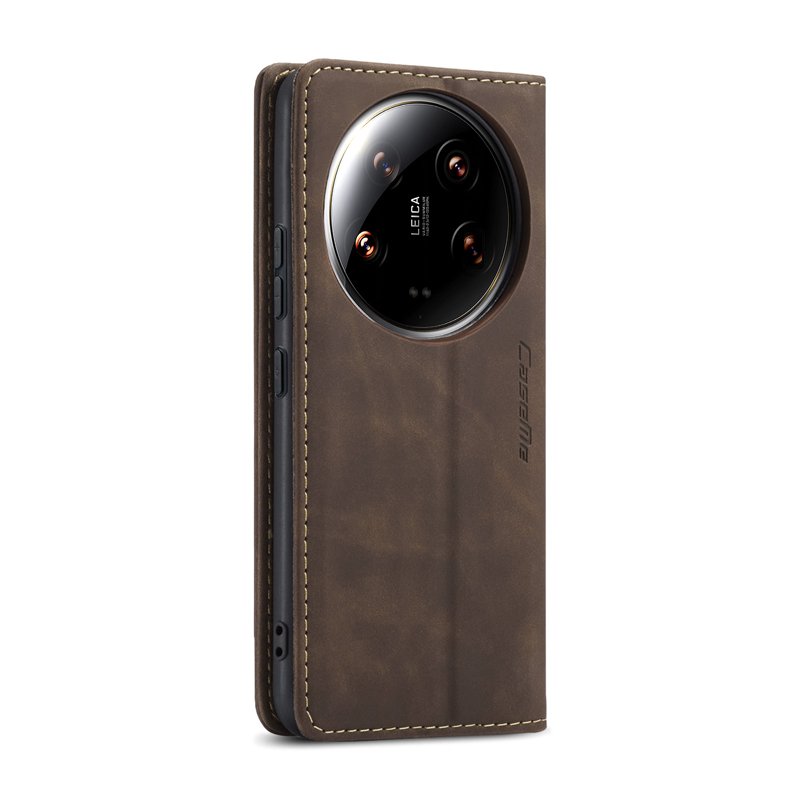CaseMe book case leer - Xiaomi 14 Ultra - bruin