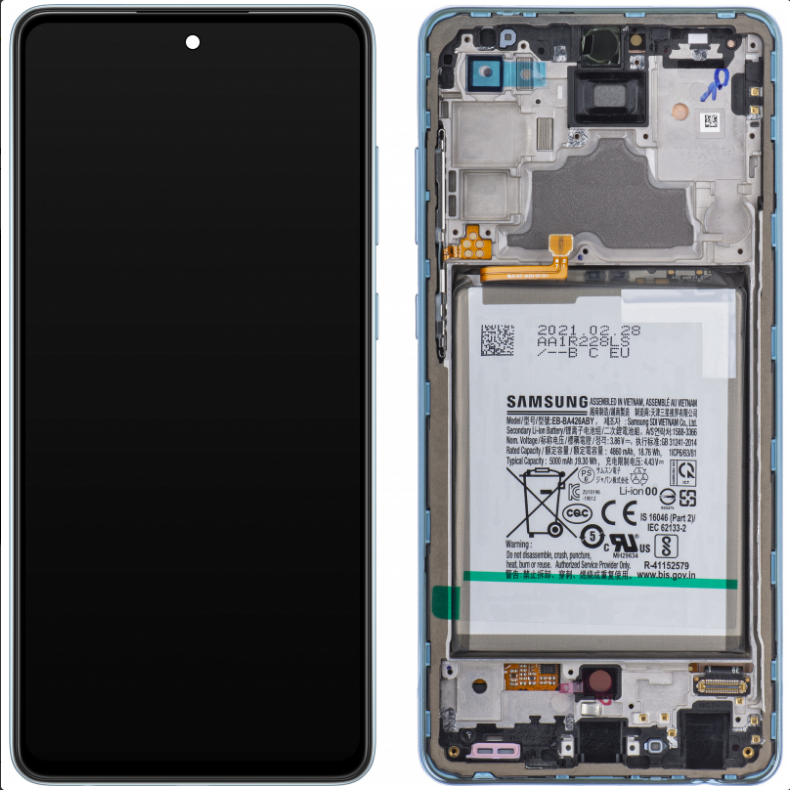 Display module + batterij Samsung Galaxy A72 blauw