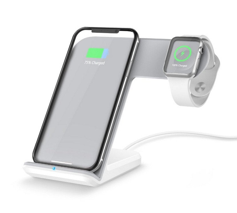 Draadloze laad dock voor iPhone en Apple Watch (2 in 1) wit