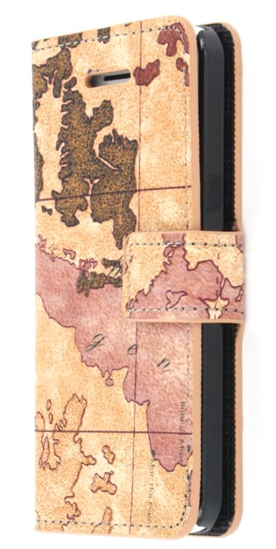 Wallet case new map Apple iPhone 5C bruin