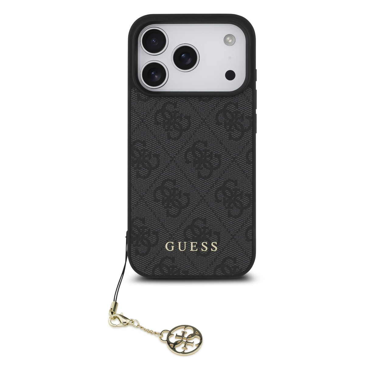 Guess 4G Charm MagSafe Case iPhone 17 Pro/18 Pro Tone on Tone Grijs