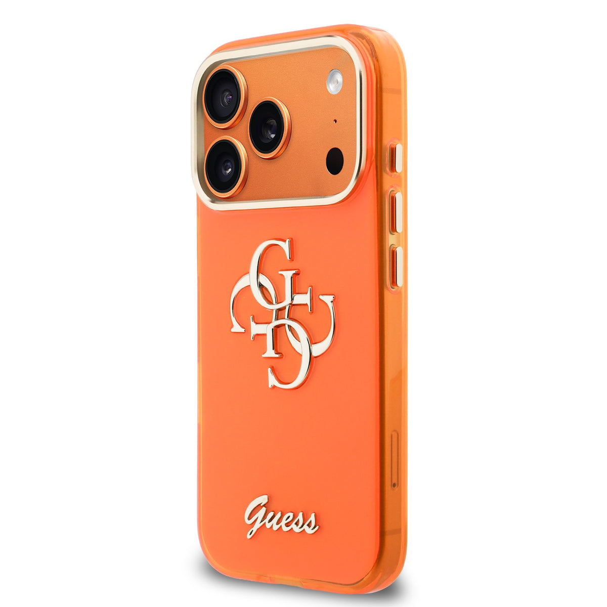 Guess IML 4G Script Metal Logo Case iPhone 17 Pro/18 Pro Oranje