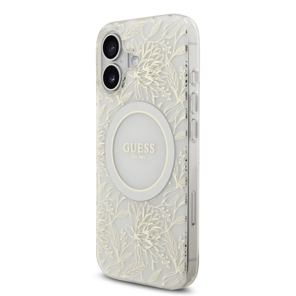 Guess IML Flowers Allover Strap MagSafe Case iPhone 17 Wit