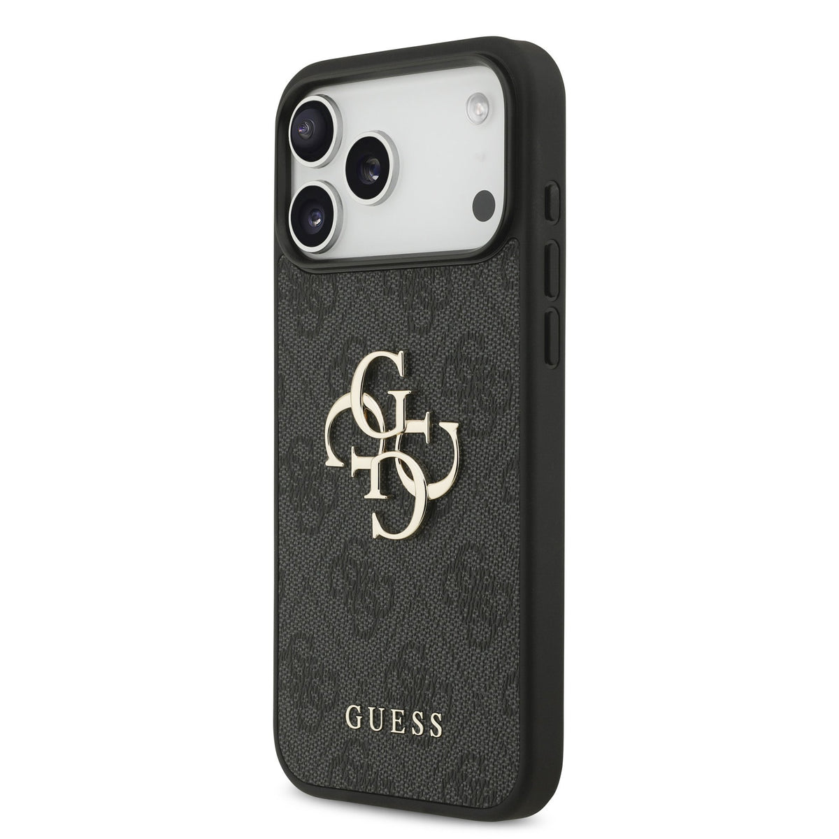 Guess PU 4G Metal Logo Strap Case iPhone 17 Pro Max/18 Pro Max Zwart
