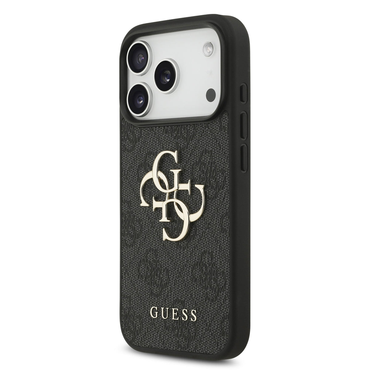 Guess PU 4G Metal Logo Strap Case iPhone 17 Pro/18 Pro Zwart