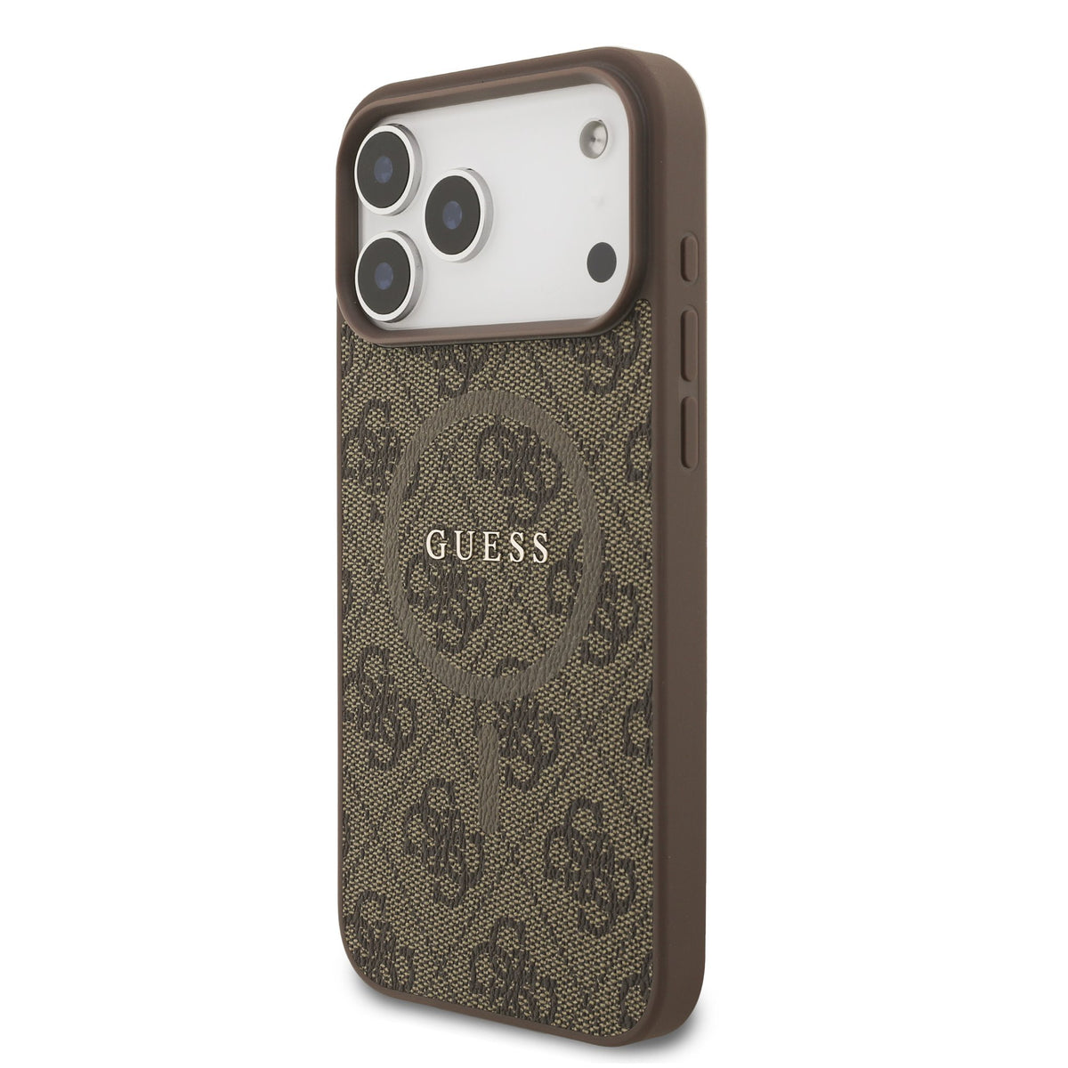 Guess PU Leather 4G Colored Ring MagSafe Case iPhone 17 Pro Max/18 Pro Max Bruin