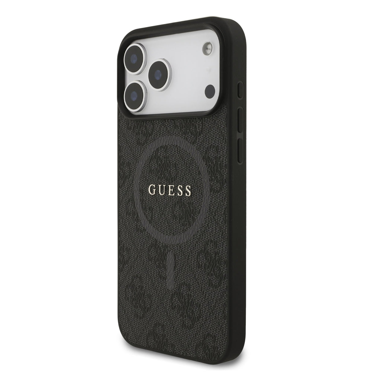 Guess PU Leather 4G Colored Ring MagSafe Case iPhone 17 Pro Max/18 Pro Max Zwart