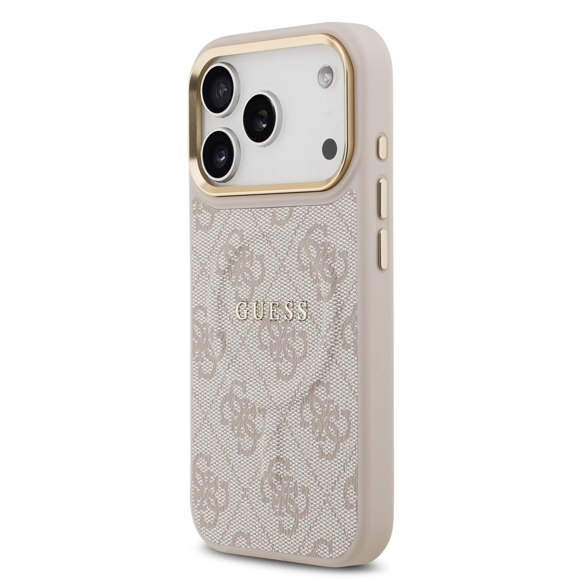 Guess PU Leather 4G Goud Frame MagSafe Case iPhone 17 Pro/18 Pro Roze