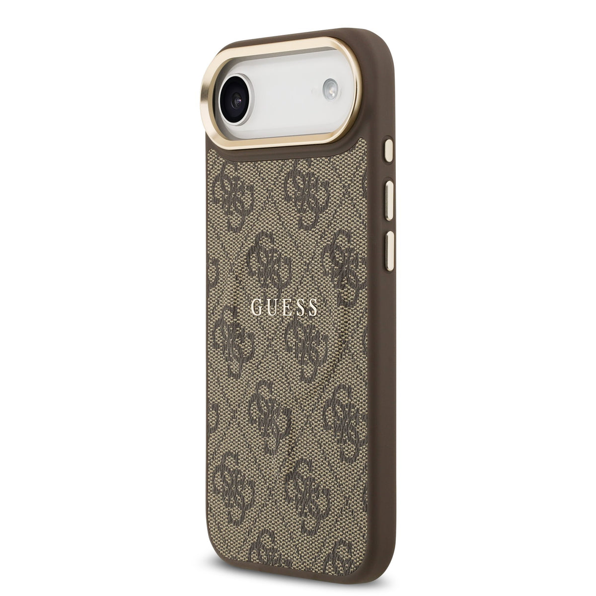 Guess PU Leather 4G Goud Frame MagSafe Case iPhone 17 Air Bruin
