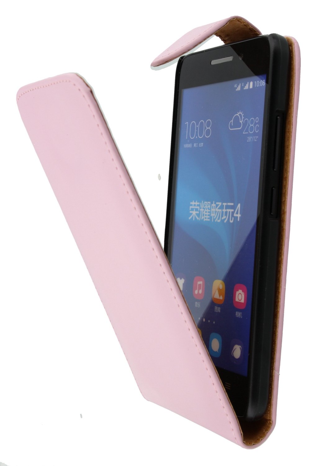 Hoesje Huawei Ascend G620s flip case roze