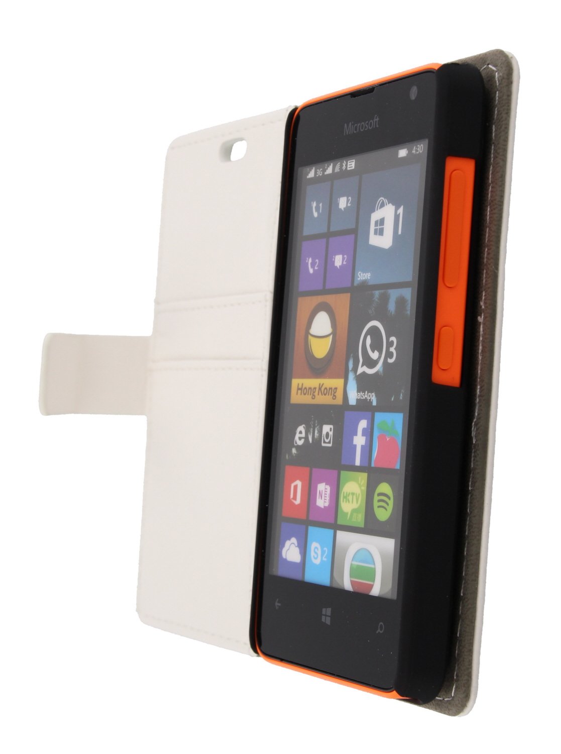 Hoesje Microsoft Lumia 430 flip wallet wit