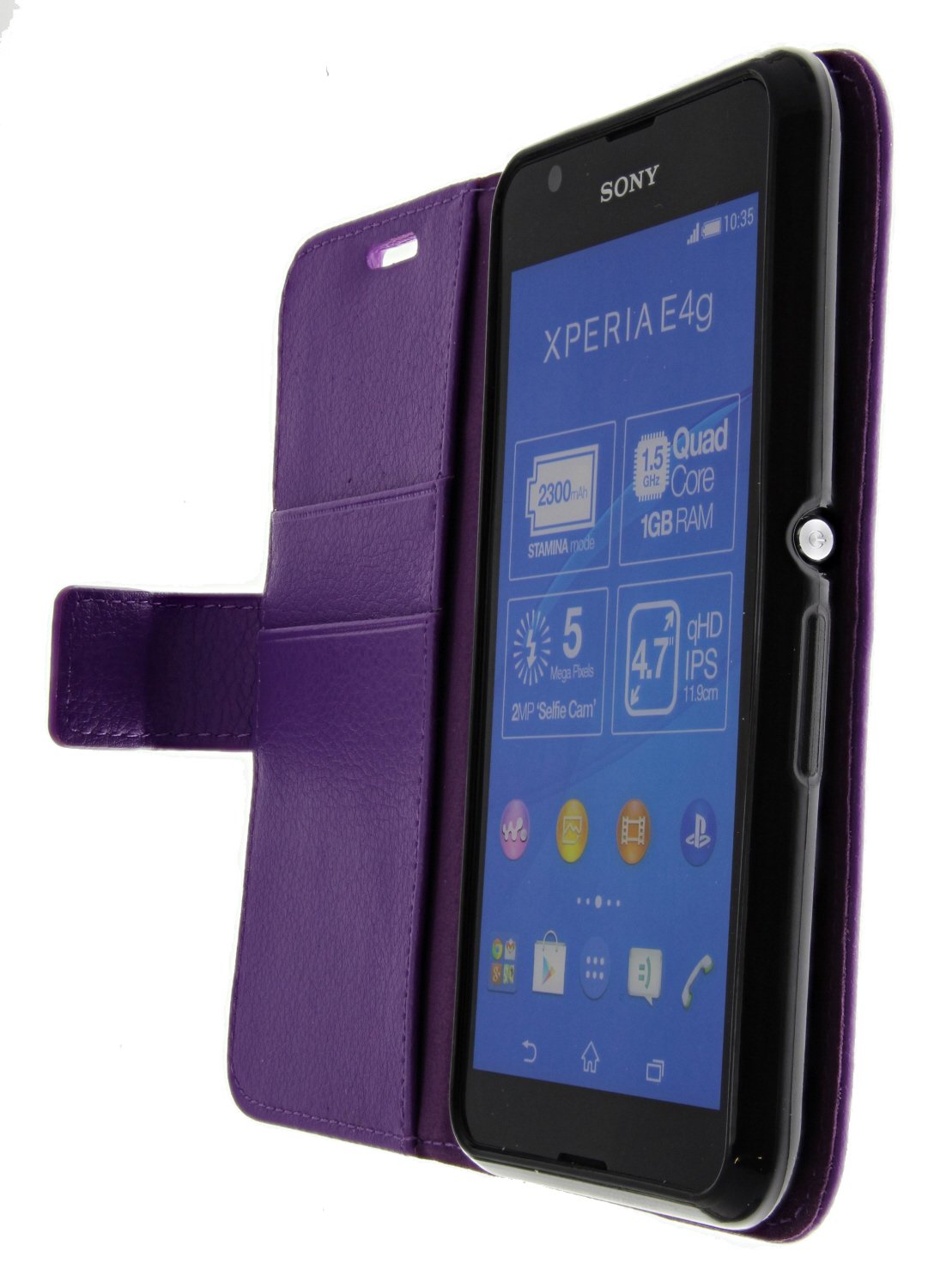 Hoesje Sony Xperia E4g flip wallet paars