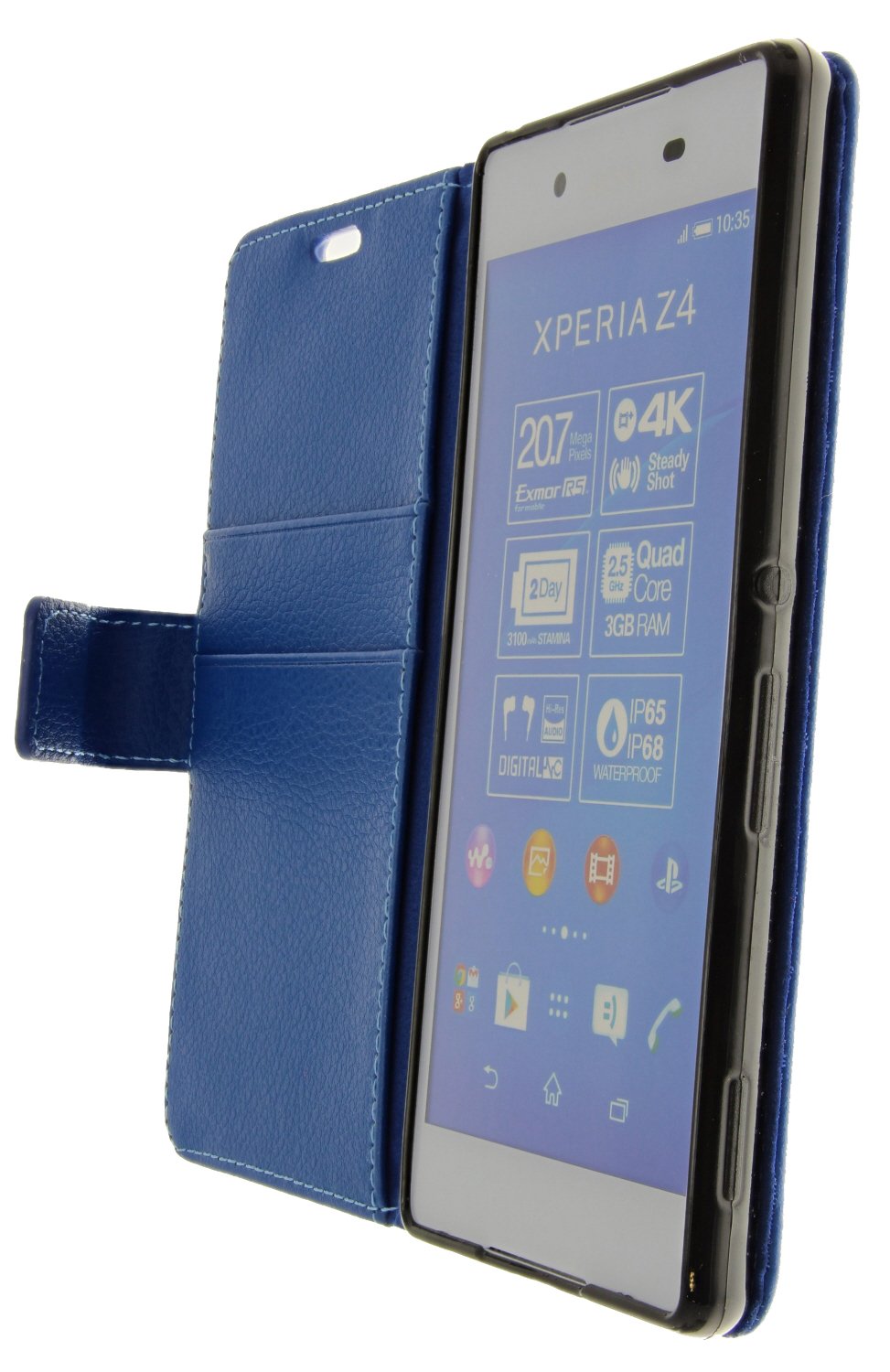 Hoesje Sony Xperia Z3+ flip wallet blauw