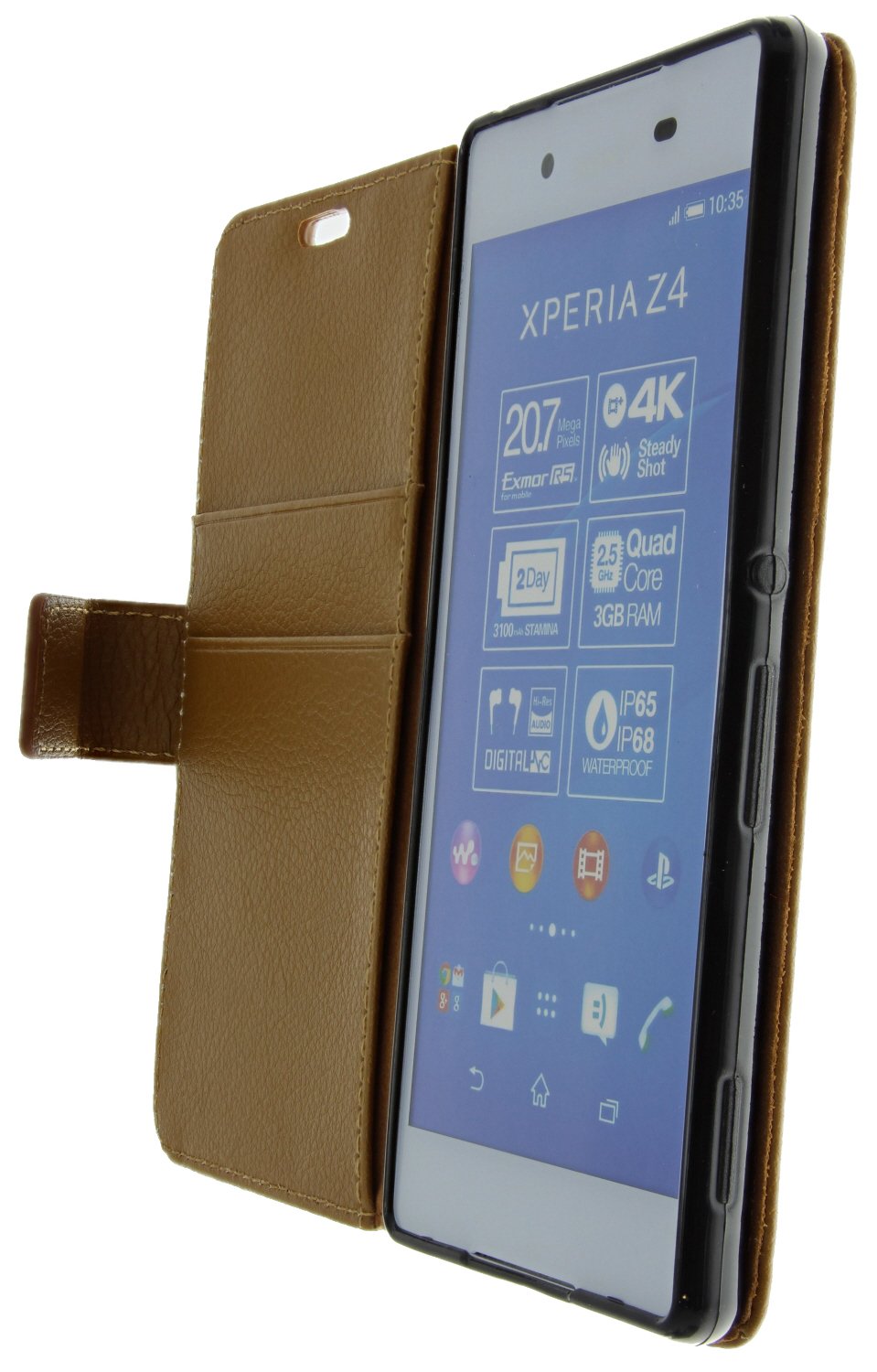 Hoesje Sony Xperia Z3+ flip wallet bruin
