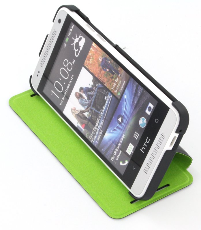 HTC One Mini flip case met stand HC V851 zwart / groen