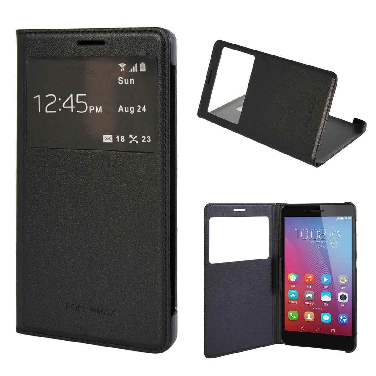 Huawei Honor 5X View cover zwart