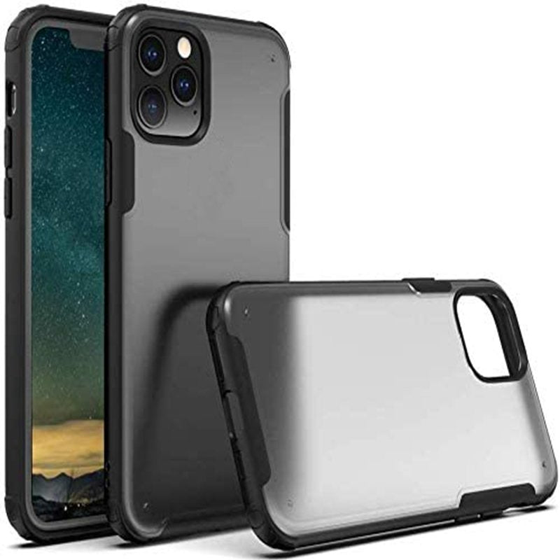 iPhone 11 Pro Hybrid Shockproof Bumper semi transparant/zwart (mat)