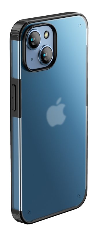 iPhone 14 Hybrid Shockproof Bumper semi transparant/zwart (mat)