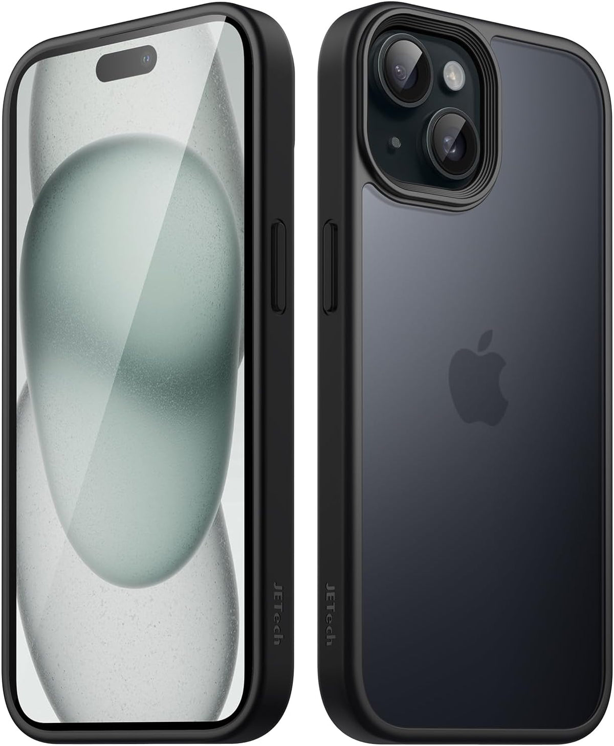 iPhone 15 Hybrid Shockproof Bumper semi transparant/zwart (mat)