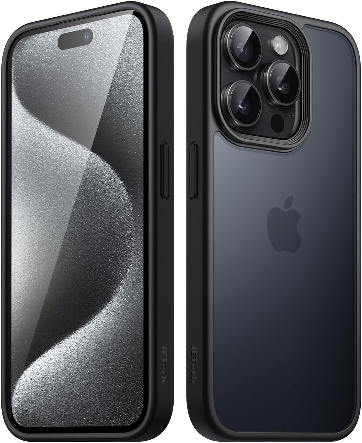 iPhone 15 Pro Hybrid Shockproof Bumper semi transparant/zwart (mat)