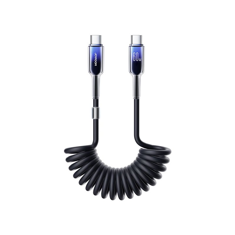 JOYROOM S-A43 60W USB-C naar USB-C data / laadkabel met uitrekbaar krulsnoer