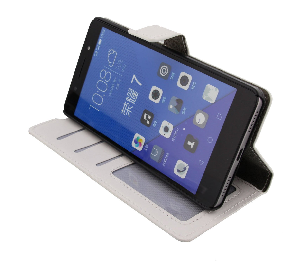Luxury wallet hoesje Huawei Honor 7 wit