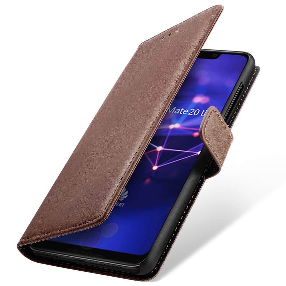 Luxury wallet hoesje Huawei Mate 20 Lite bruin