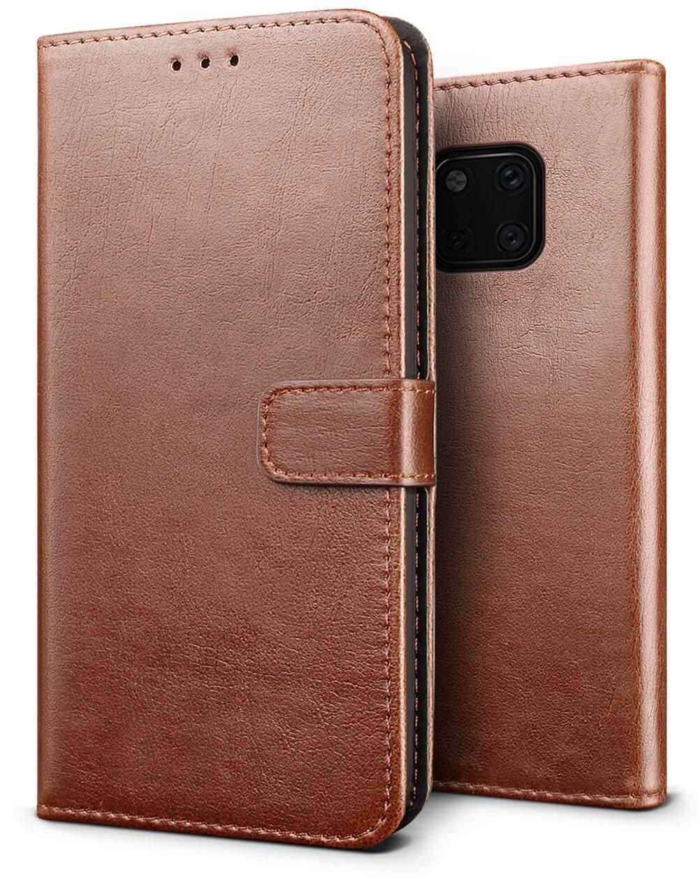 Luxury wallet hoesje Huawei Mate 20 Pro bruin