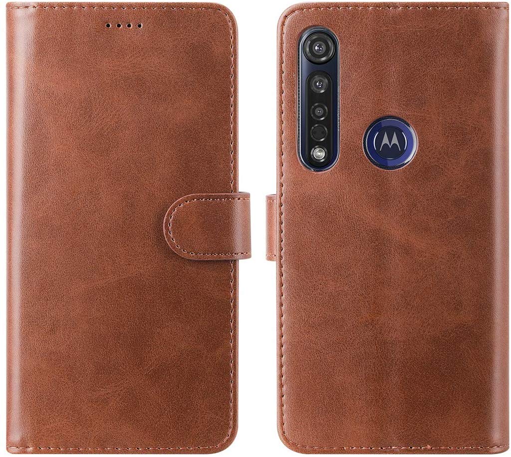 Luxury wallet hoesje Motorola Moto G8 Plus bruin