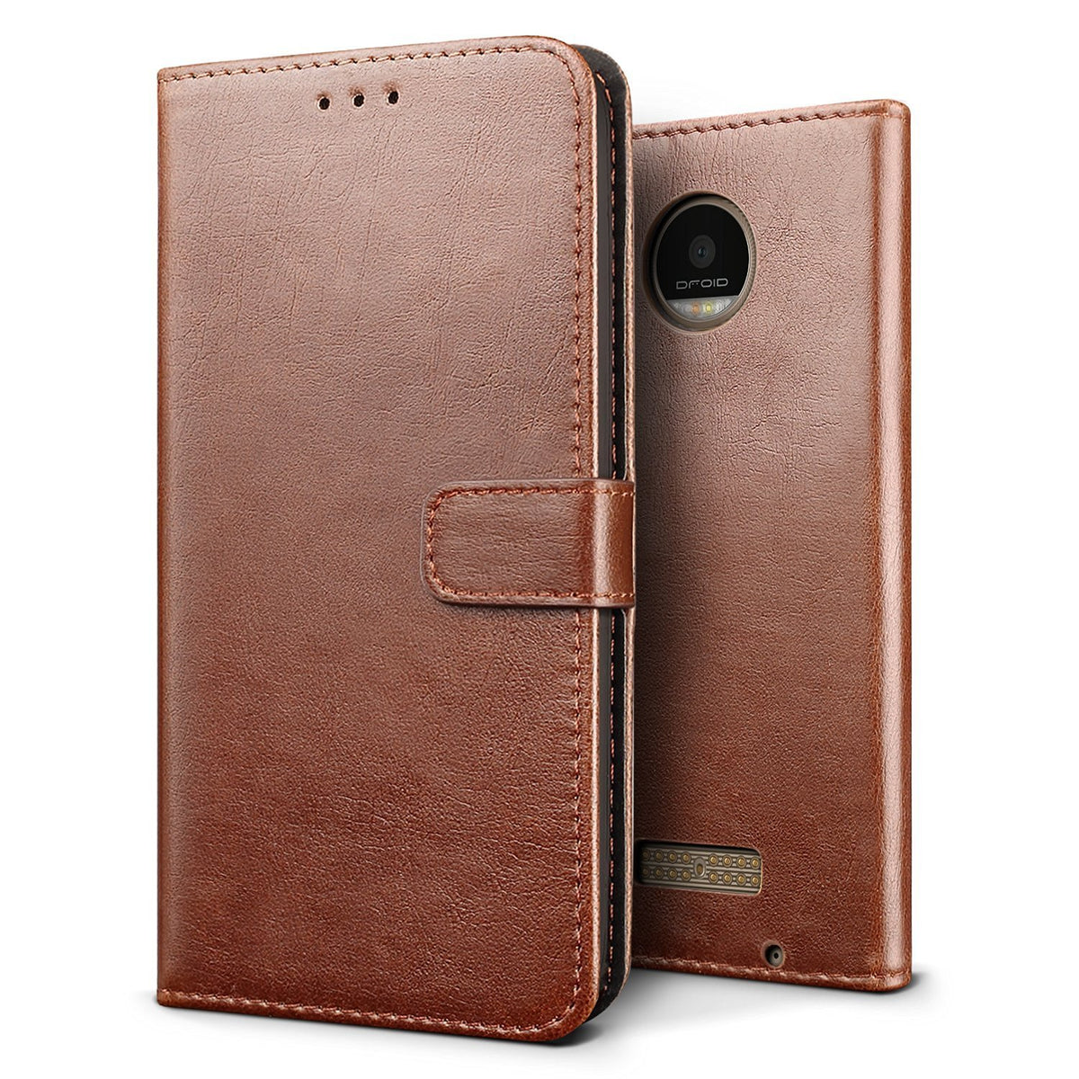 Luxury wallet hoesje Motorola Moto Z bruin