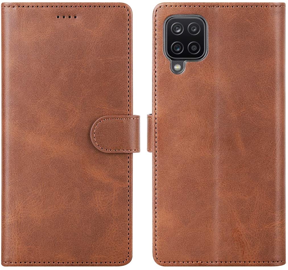 Luxury wallet hoesje Samsung Galaxy A12 bruin